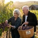 Linda's health mentor in a vineyard at harvest