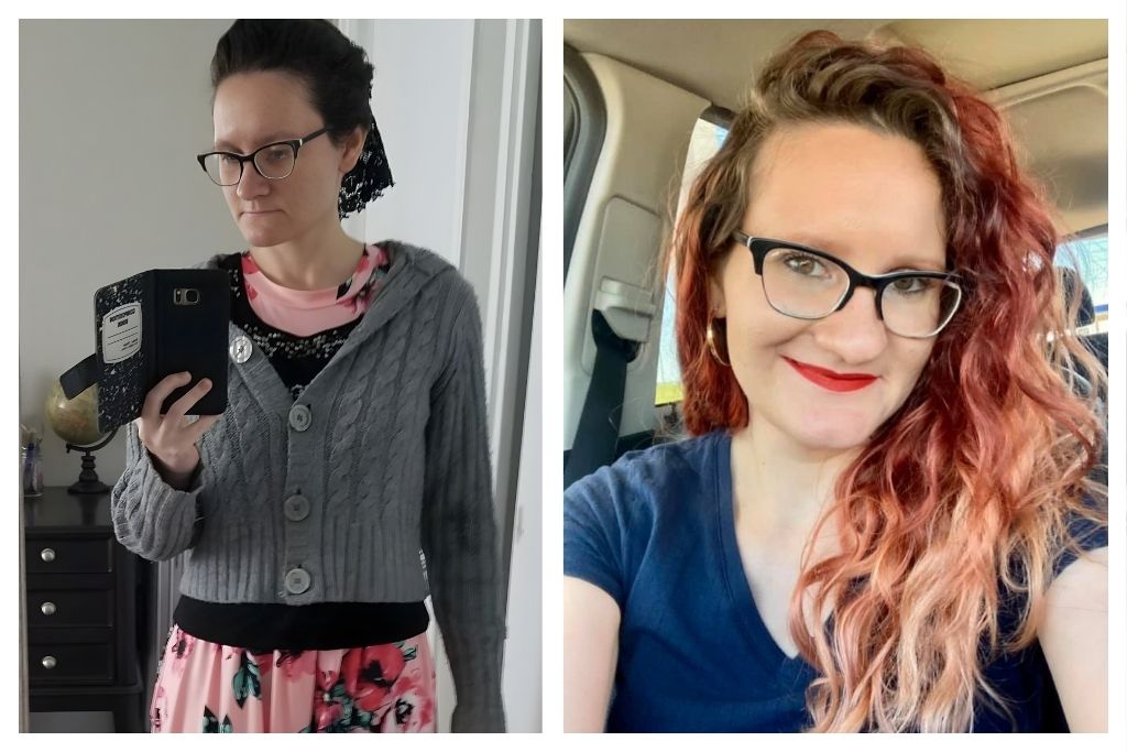 Linda Paige client before-and-after: drab mirror selfie to confident styled portrait