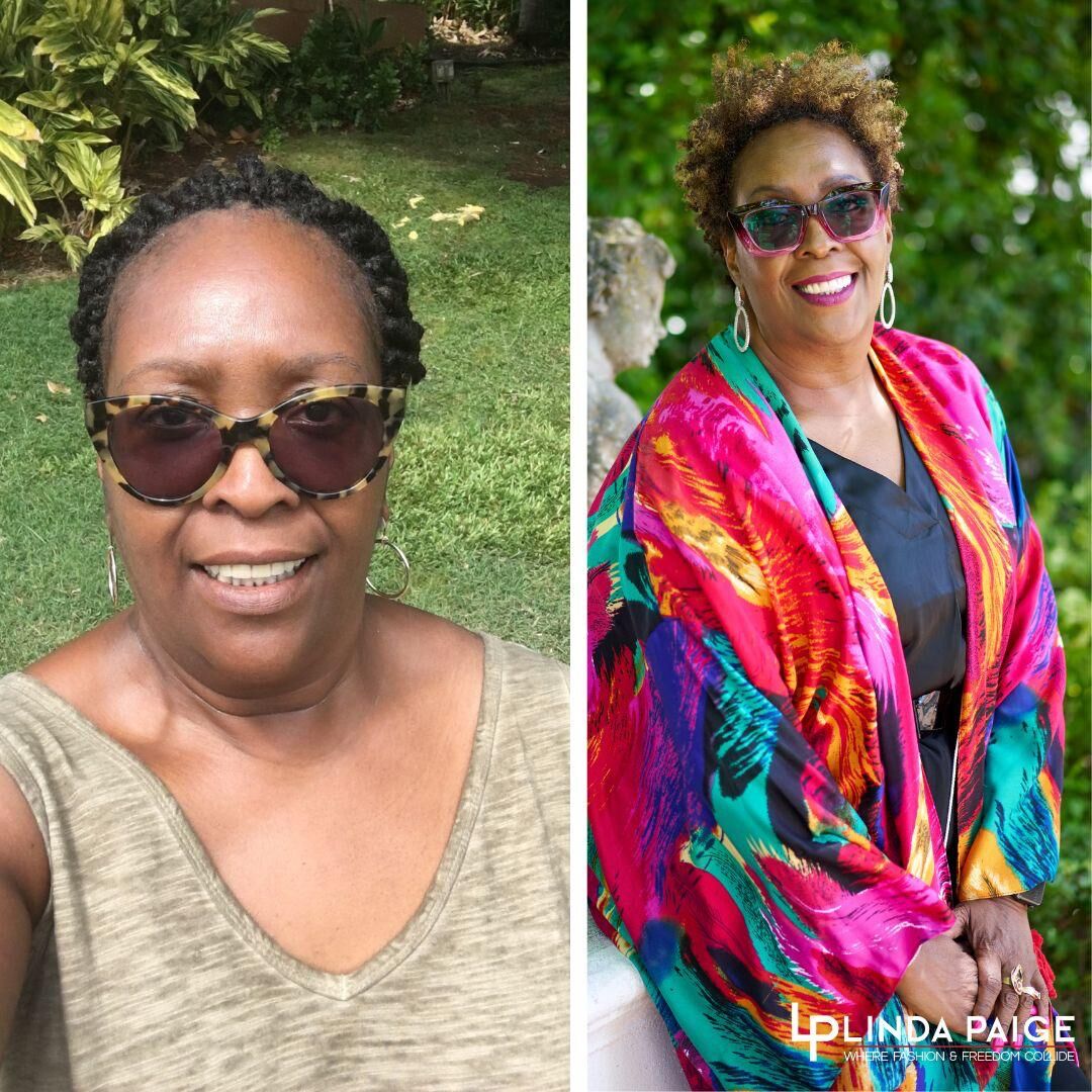 Linda Paige client before-and-after: everyday look to elevated confidence
